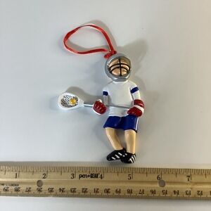 Male Lacrosse Player Christmas Ornament w/ Stick & Ball